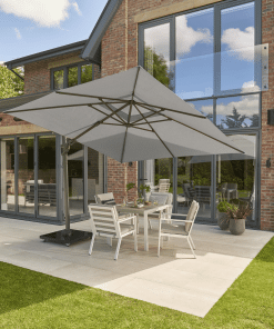 Norfolk Leisure 3m Square Royce Ambassador Cantilever Parasol with Wheeled Base & Cover