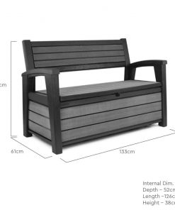 Keter Hudson 227L Storage Bench Duotech in Grey
