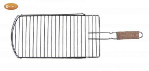 Removable BBQ grill extra-large 24 cm wide x 71 cm long with balcony, stainless steel