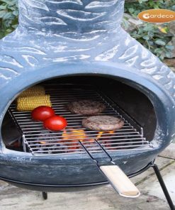 Removable BBQ grill extra-large 24 cm wide x 71 cm long with balcony, stainless steel