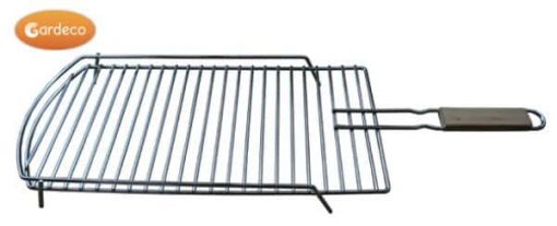Removable BBQ grill extra-large 24 cm wide x 71 cm long with balcony, stainless steel