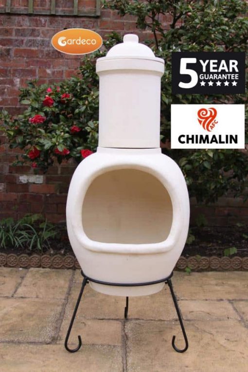 ASTERIA extra-large chimenea made of Chimalin AFC, inc lid & stand, natural clay