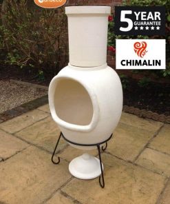 ASTERIA extra-large chimenea made of Chimalin AFC, inc lid & stand, natural clay
