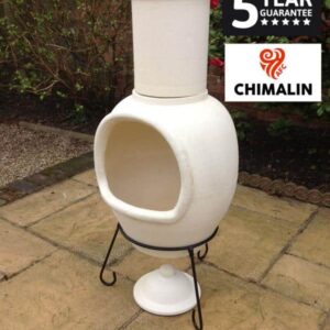 ASTERIA extra-large chimenea made of Chimalin AFC, inc lid & stand, natural clay