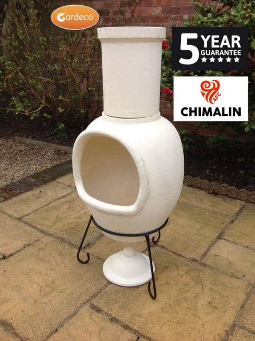 ASTERIA extra-large chimenea made of Chimalin AFC, inc lid & stand, natural clay