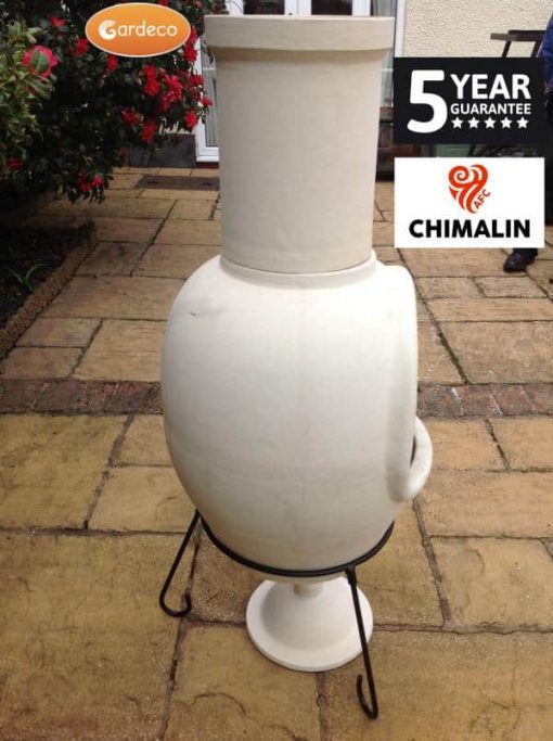 ASTERIA extra-large chimenea made of Chimalin AFC, inc lid & stand, natural clay