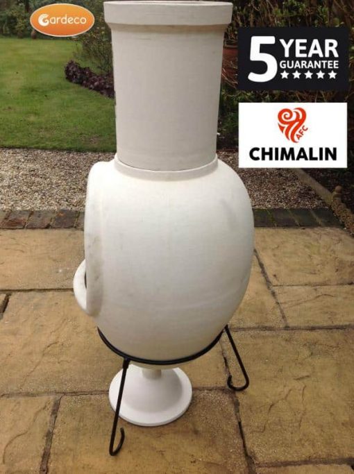 ASTERIA extra-large chimenea made of Chimalin AFC, inc lid & stand, natural clay