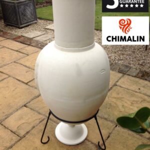 ASTERIA extra-large chimenea made of Chimalin AFC, inc lid & stand, natural clay