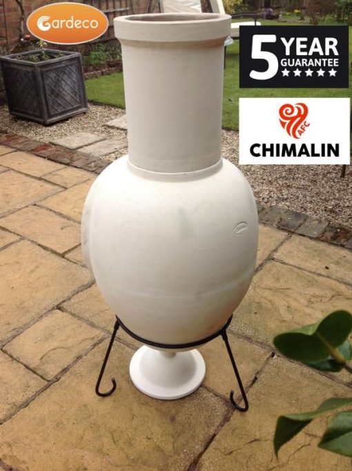 ASTERIA extra-large chimenea made of Chimalin AFC, inc lid & stand, natural clay
