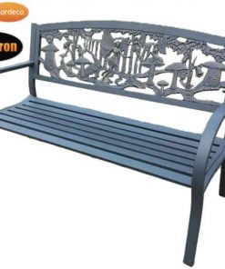 Steel framed cast iron bench with fairies