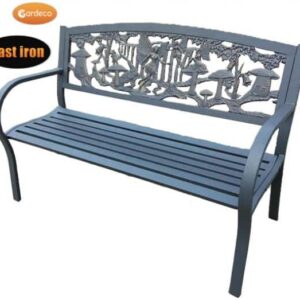 Steel framed cast iron bench with fairies
