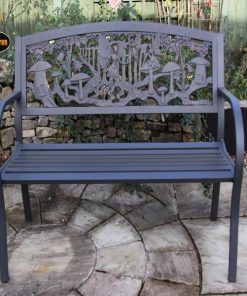 Steel framed cast iron bench with fairies