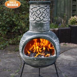 Edyth Mexican chimenea Celtic theme including stand and lid