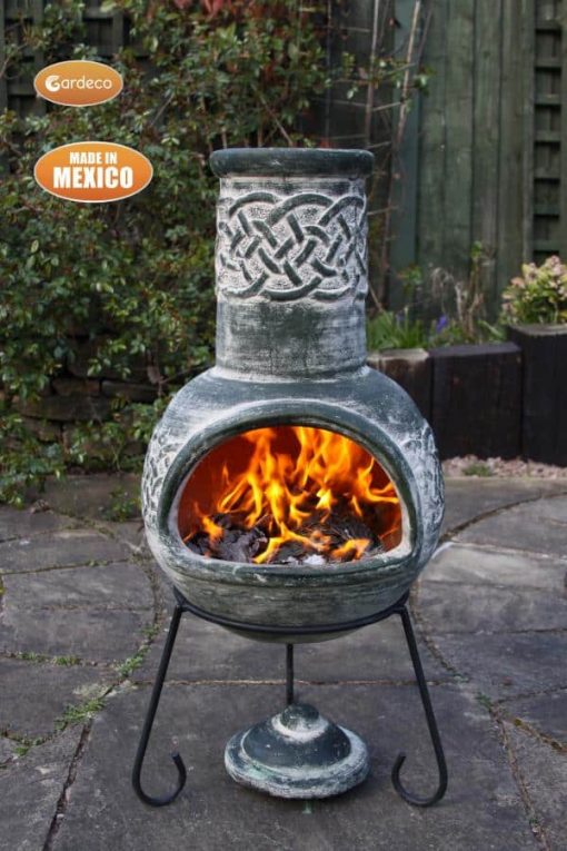Edyth Mexican chimenea Celtic theme including stand and lid