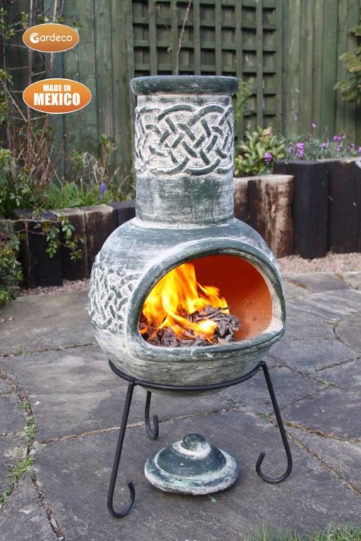 Edyth Mexican chimenea Celtic theme including stand and lid