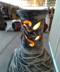 Wyre EL Dragon chimenea with cut-outs to see flames charcoal colour inc stand and lid