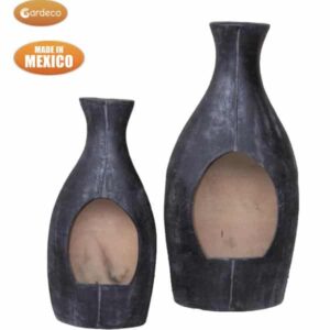 Large BOTELLA Mexican chimenea contemporary look charcoal grey