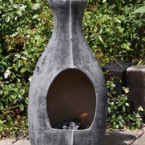 Large BOTELLA Mexican chimenea contemporary look charcoal grey
