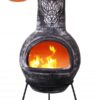 Wulfryc stylised wolf Mexican chimenea Charcoal colour Celtic theme including stand and lid