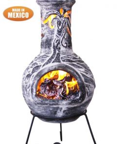 Wyre EL Dragon chimenea with cut-outs to see flames charcoal colour inc stand and lid