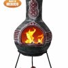 Azteca XL Mexican Chimenea in green and red