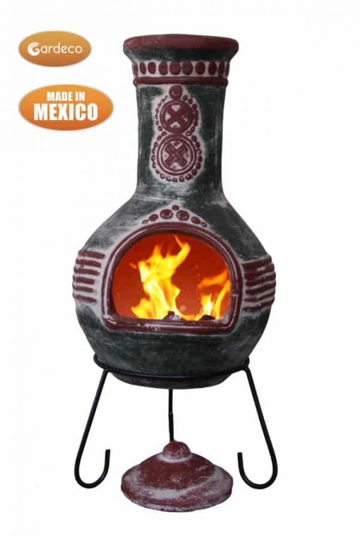 Azteca XL Mexican Chimenea in green and red