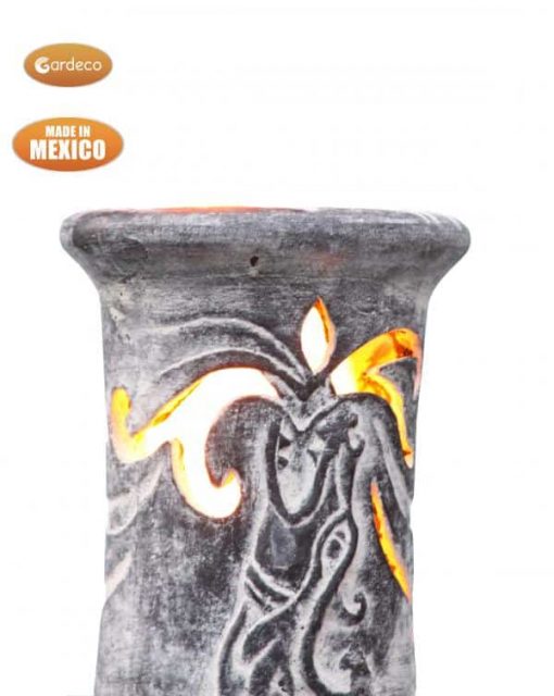 Wyre EL Dragon chimenea with cut-outs to see flames charcoal colour inc stand and lid