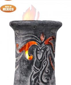 Wyre EL Dragon chimenea with cut-outs to see flames charcoal colour inc stand and lid