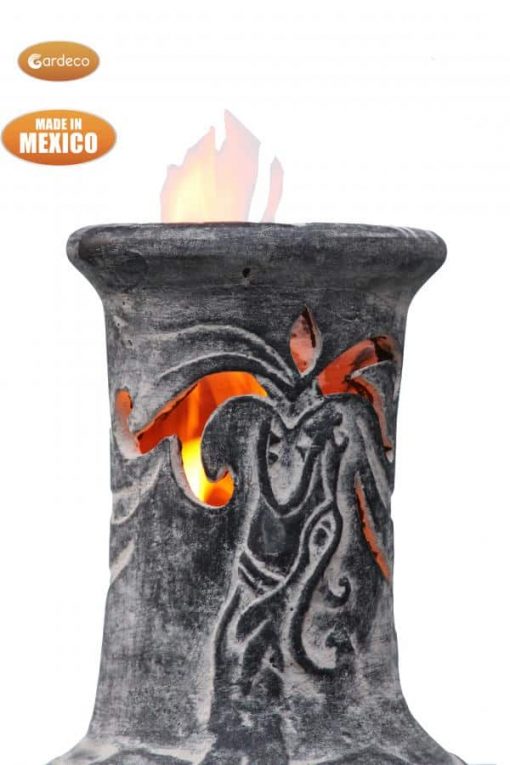 Wyre EL Dragon chimenea with cut-outs to see flames charcoal colour inc stand and lid