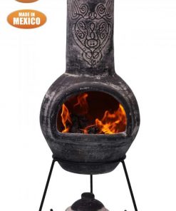 Wulfryc stylised wolf Mexican chimenea Charcoal colour Celtic theme including stand and lid