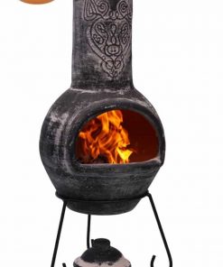 Wulfryc stylised wolf Mexican chimenea Charcoal colour Celtic theme including stand and lid