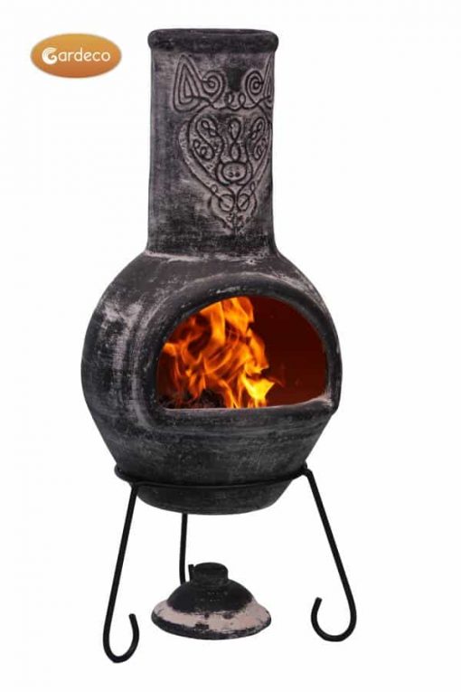 Wulfryc stylised wolf Mexican chimenea Charcoal colour Celtic theme including stand and lid