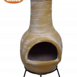 Extra-Large Pepino Mexican Chimenea in yellow, inc stand and lid