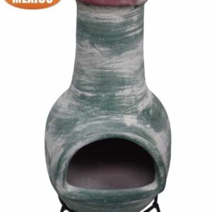 Extra-Large Pepino Mexican Chimenea in green, inc stand and lid
