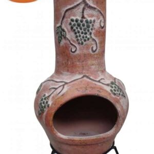 Extra-Large Mexican Grapes chimenea in yellow, inc stand and lid