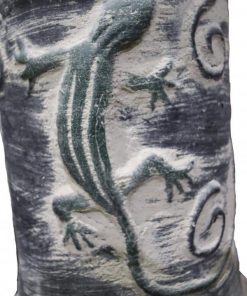 Extra-Large Iguana Mexican Chiminea in dark grey, iguana on funnel, inc stand and lid