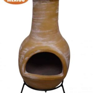 Extra-Large Pepino Mexican Chimenea in yellow, inc stand and lid