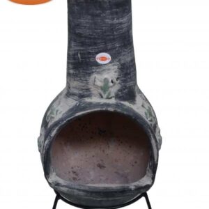 Extra-large Rana Mexican Chimenea in dark grey, inc stand and lid