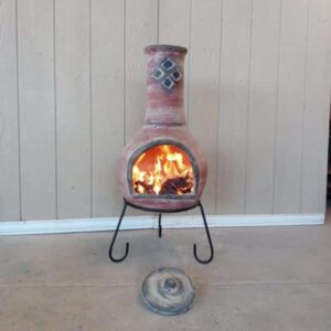 Extra-large Ramona Mexican Chimenea in red, inc stand and lid