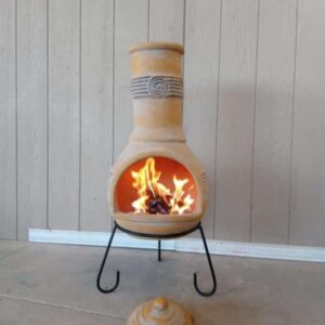 Extra-Large Tabasco Mexican Chimenea in yellow, inc stand and lid