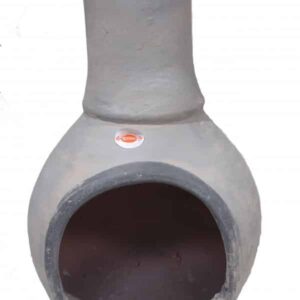 Extra-Large Pepino Mexican Chimenea pale and dark grey, inc stand and lid
