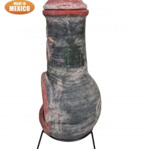 Extra-large Cometa Mexican Chimenea in green, inc stand and lid