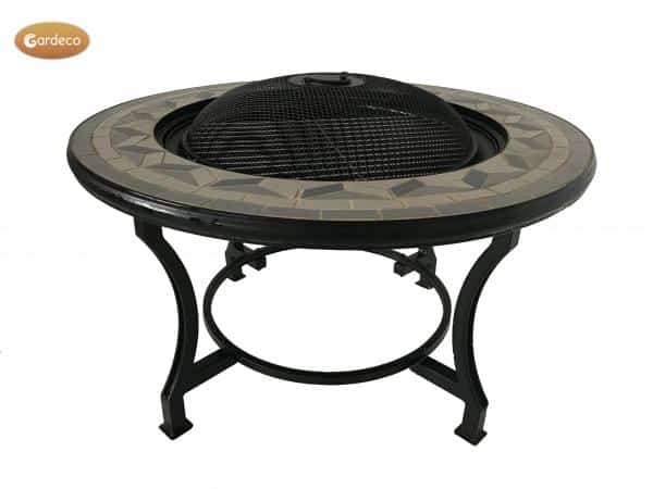 Tile Mosaic Fire Bowl Table With Bbq, Fire Pit Bbq Table Uk