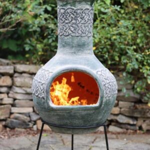 Edyth Mexican chimenea Celtic theme including stand and lid (extra large)