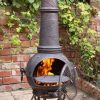 Toledo Cast Iron Chiminea (Large), Bronze Grapes