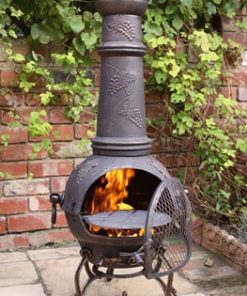 Toledo Cast Iron Chiminea (Large), Bronze Grapes