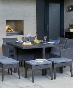 Keter Santiago 9 Piece Outdoor Dining Set in Grey