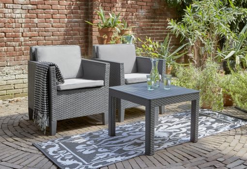 Keter Chicago 2 Seat Outdoor Balcony Set in Grey