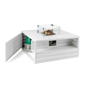 Happy Cocoon Aluminium Square White Cocoon inc Burner and Glass Screen