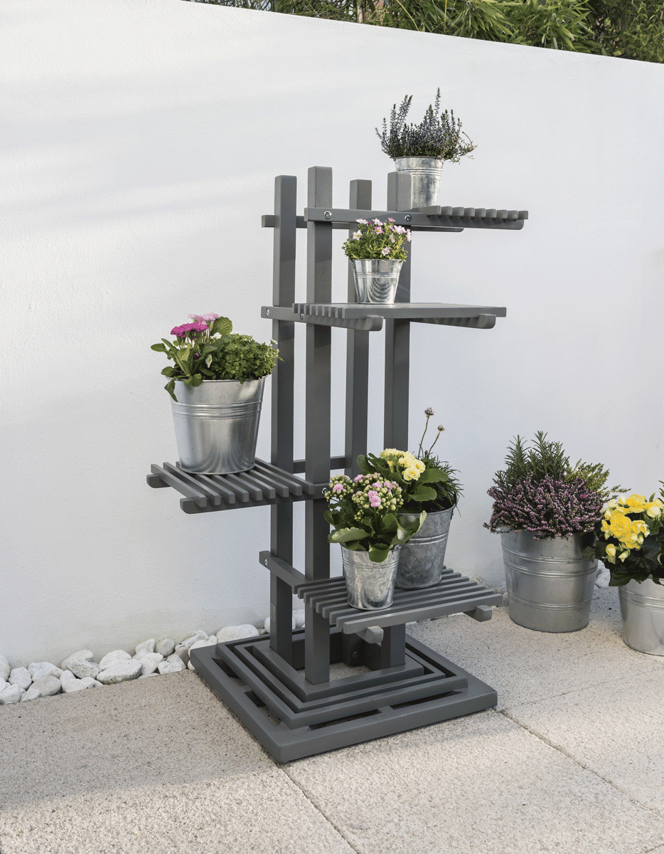 Garden Bench Table Chair Plant Stand Furniture Collection Florenity Grigio 